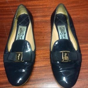 Salvatore Ferragamo Navy Patent leather loafers